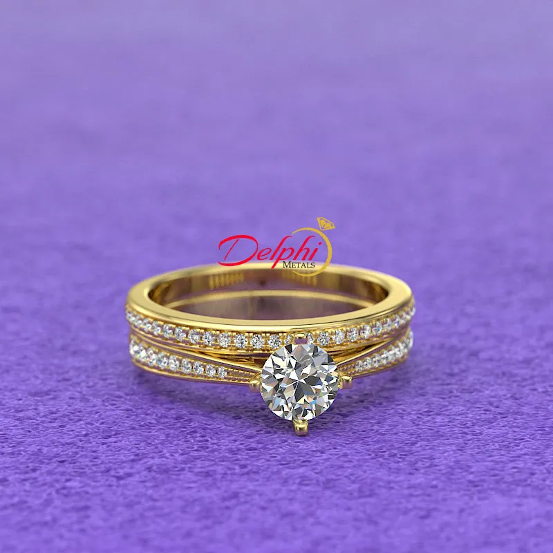 0.8ct Round Diamond Gold Bridal Set - 01US60A