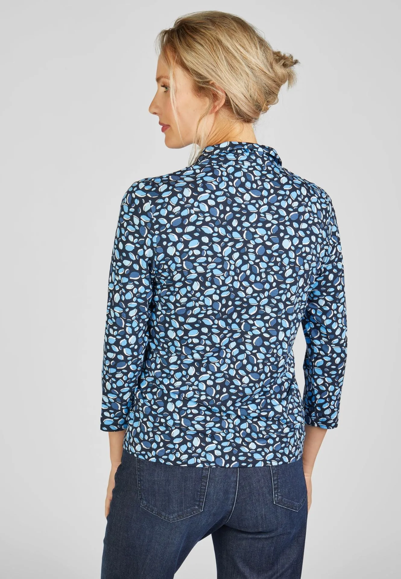 111351- Navy/Blue Print Blouse