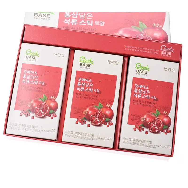 3 Boxes Good Base Korean Red Ginseng Pomegranate Sticks Royal 10ml x 30 Pouches Healthy Foods Korean Traditional Beauty Suppleme