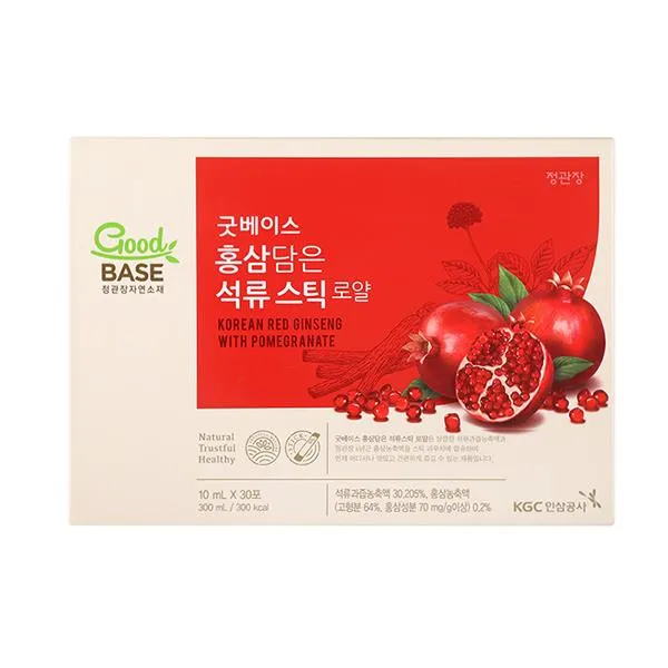 3 Boxes Good Base Korean Red Ginseng Pomegranate Sticks Royal 10ml x 30 Pouches Healthy Foods Korean Traditional Beauty Suppleme