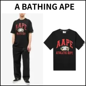 A BATHING APE  |Crew Neck Unisex Street Style Cotton Short Sleeves Oversized