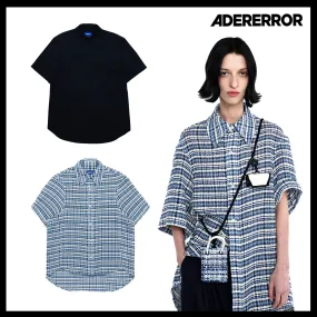 ADERERROR  |Unisex Street Style Oversized Logo Shirts