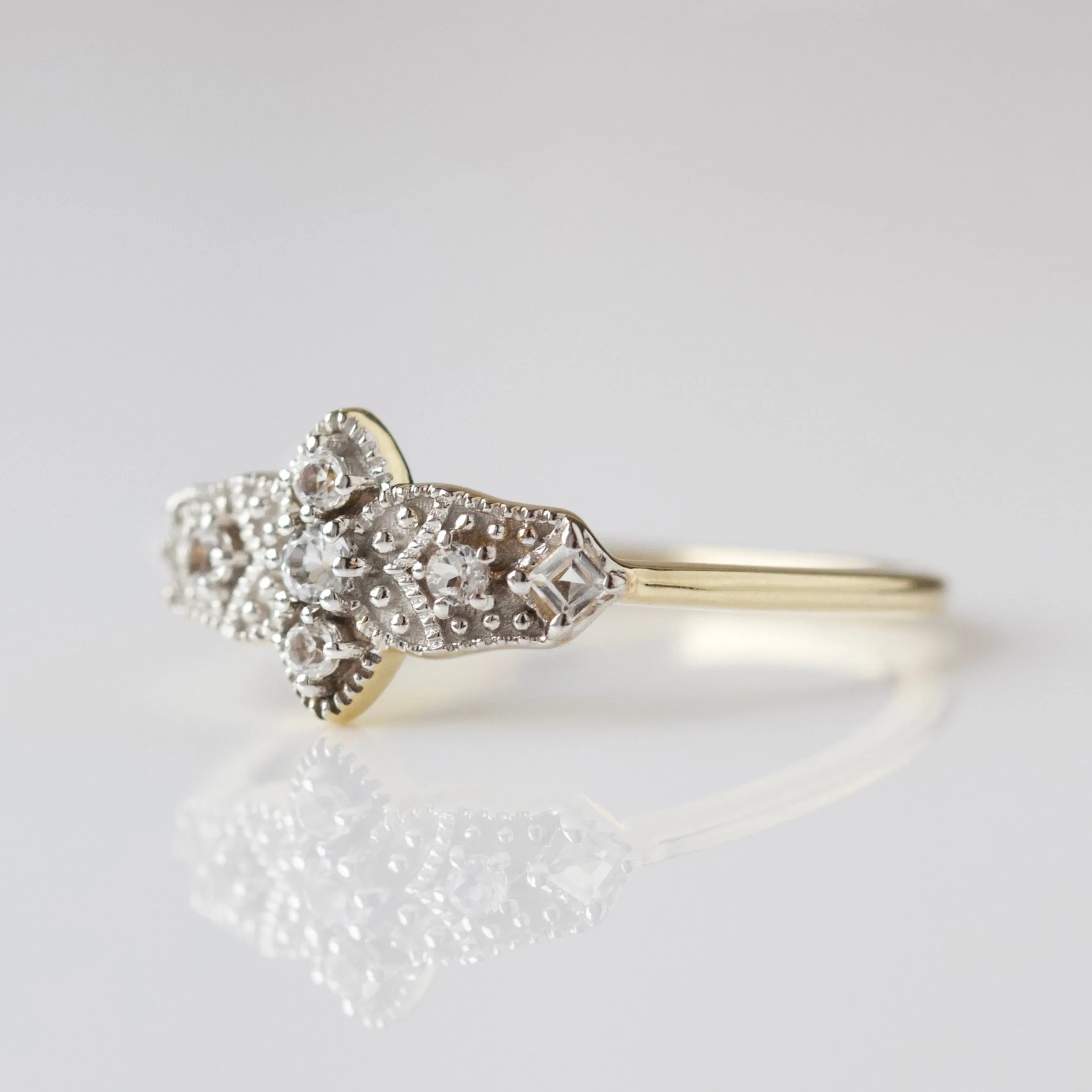 Amelia White Topaz Vintage Crest Ring