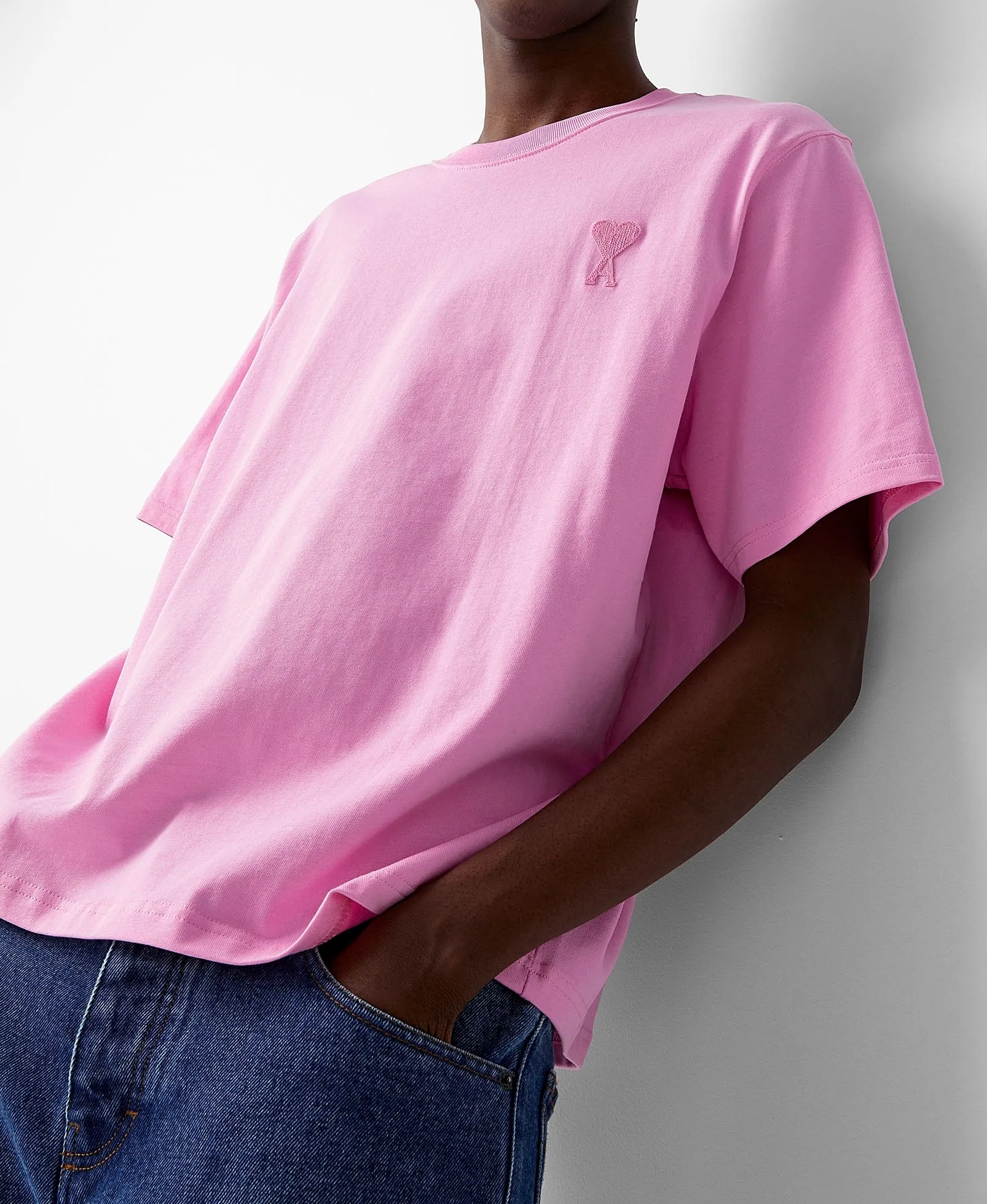 AMI PARIS  |Crew Neck Unisex Plain Cotton Short Sleeves Oversized Logo