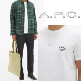 A.P.C.  |Crew Neck Unisex Street Style Plain Cotton Short Sleeves