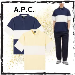 A.P.C.  |Stripes Unisex Street Style Cotton Short Sleeves Oversized