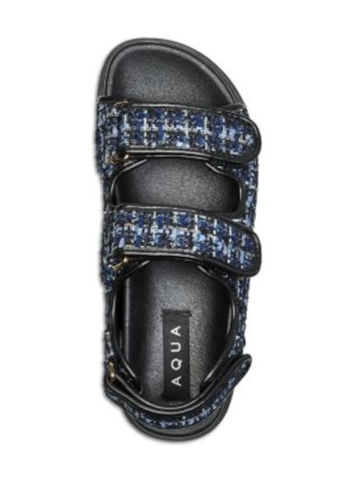 AQUA Womens Navy Plaid Padded Margo Round Toe Platform Slingback Sandal M