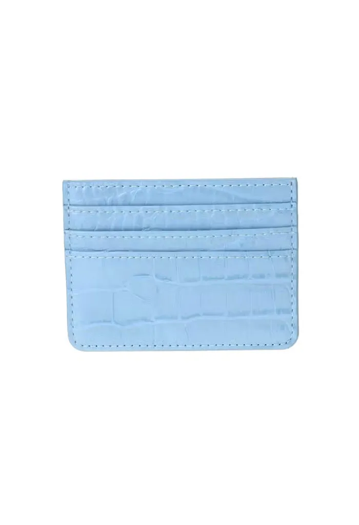 Aria Card Holder-Baby Blue Croc