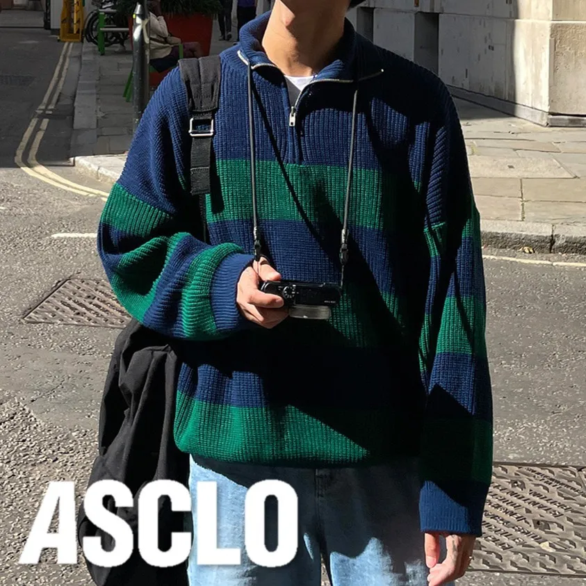 ASCLO  |Stripes Unisex Street Style Long Sleeves Oversized