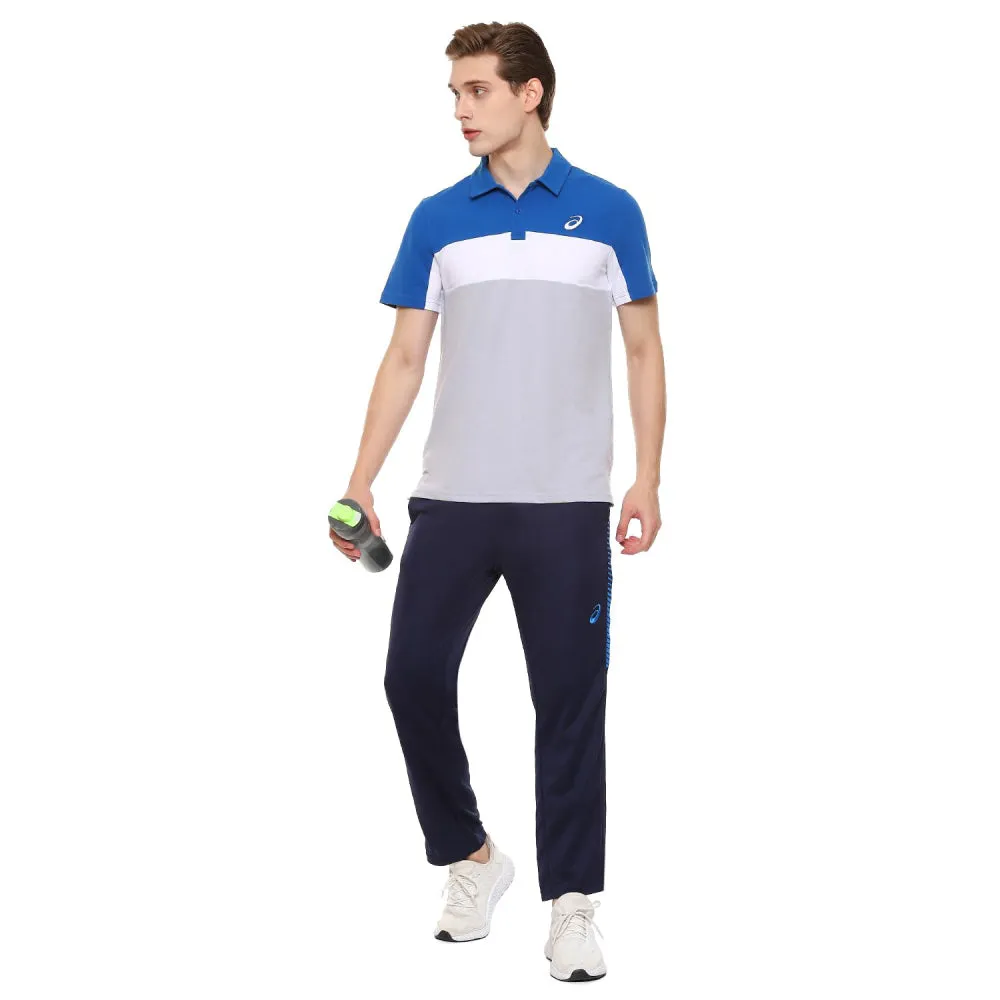 ASICS Men's Color Blocked Polo Top (Lake Drive/Piedmont Grey)