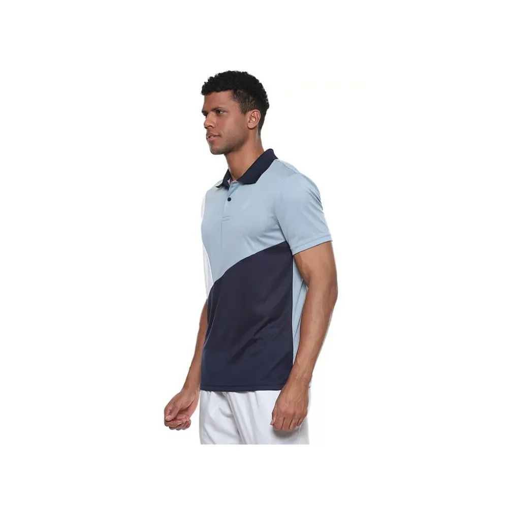 ASICS Men's Color Blocked Polo Top (Light Steel/Midnight/Brilliant White)