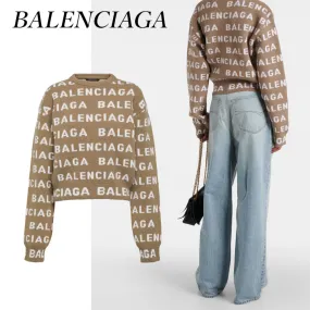 BALENCIAGA  |Crew Neck Casual Style Unisex Wool Rib Long Sleeves