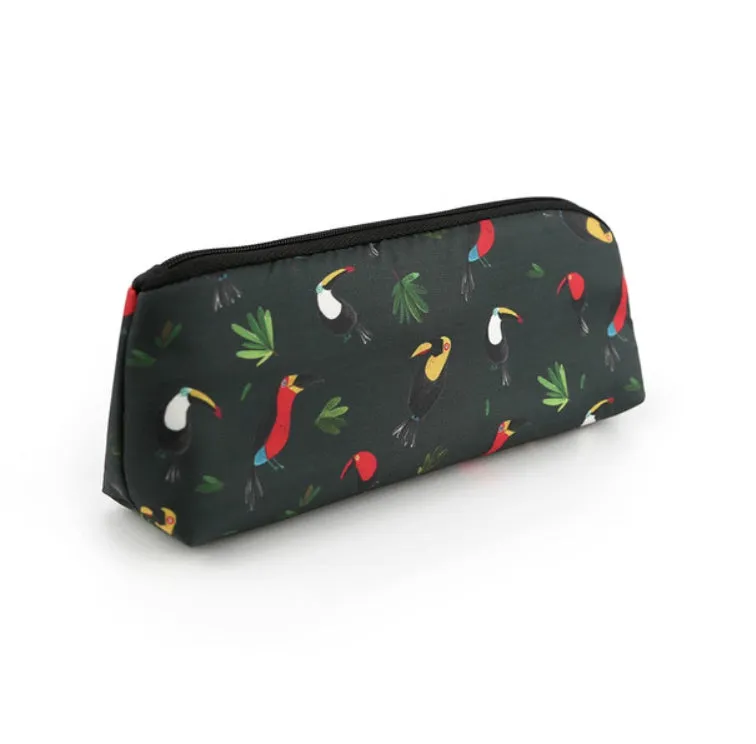 Black Toucans Birds Graphic Pencil Cases Stationery Zipper School 19cm Office Cosmetics Pouches Artists Designer Prints Gifts Ba