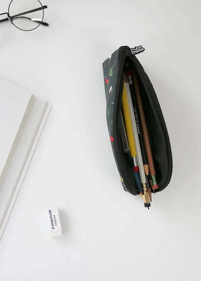 Black Toucans Birds Graphic Pencil Cases Stationery Zipper School 19cm Office Cosmetics Pouches Artists Designer Prints Gifts Ba