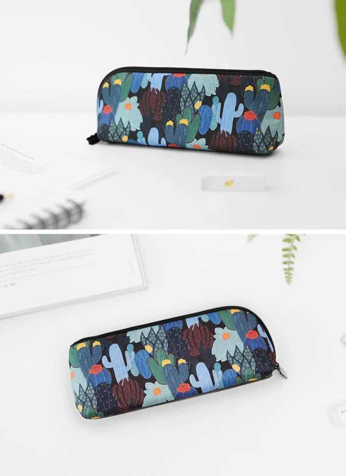 Cactus Plants Graphic Pencil Cases Stationery Zipper School 19cm Office Cosmetics Pouches Artists Designer Prints Gifts Bags Pur