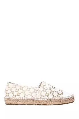 Chanel White Eyelet CC Espadrilles Size 37