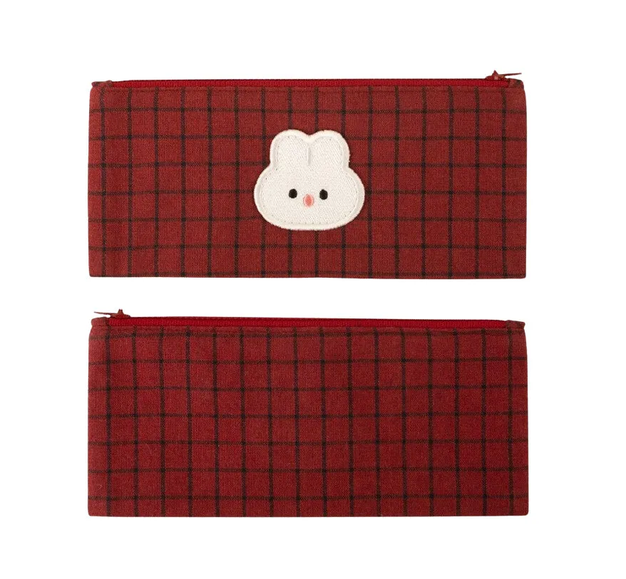 Checked Wappen Cat Bear Rabbit Pencil Cases Stationery Zipper School Office Cosmetics Pouches Artists Designer Gifts Bags Purses