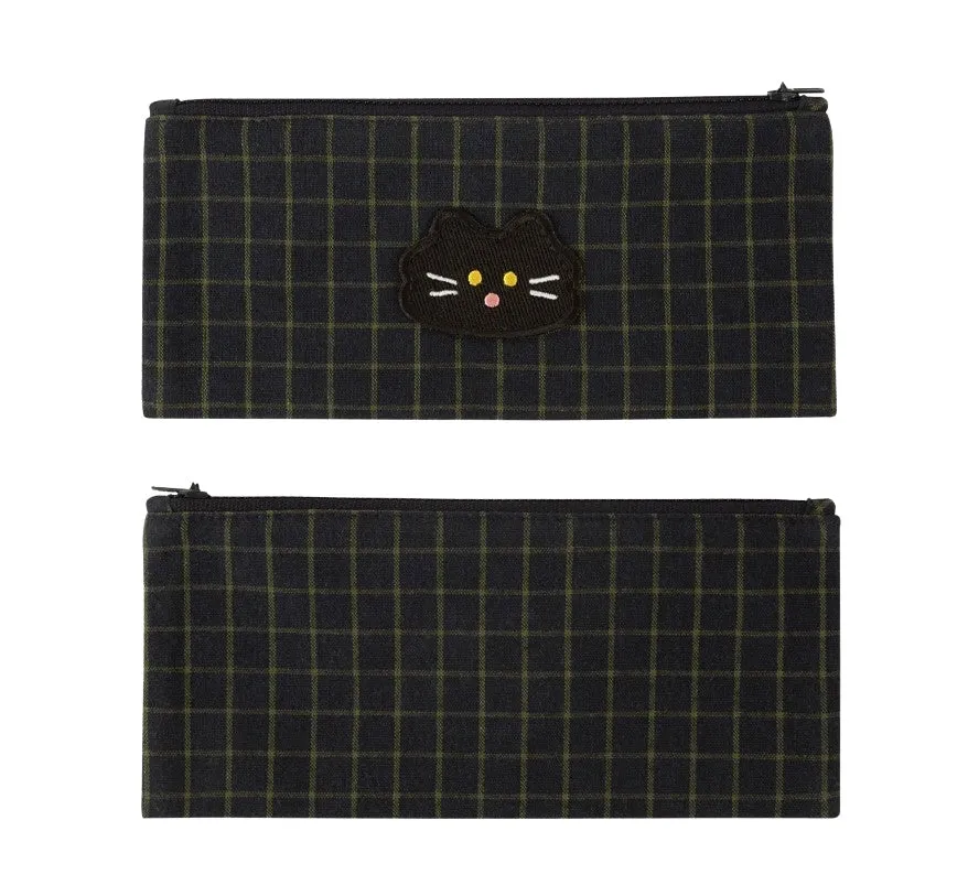 Checked Wappen Cat Bear Rabbit Pencil Cases Stationery Zipper School Office Cosmetics Pouches Artists Designer Gifts Bags Purses