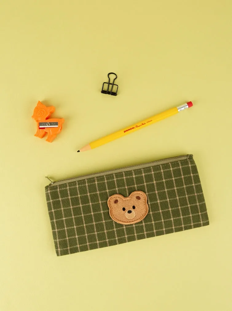 Checked Wappen Cat Bear Rabbit Pencil Cases Stationery Zipper School Office Cosmetics Pouches Artists Designer Gifts Bags Purses