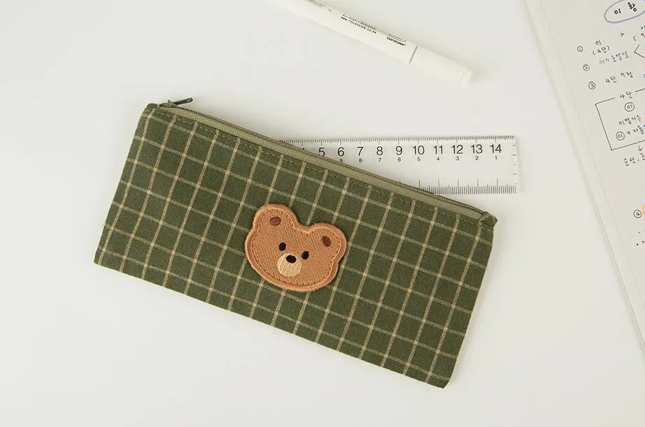 Checked Wappen Cat Bear Rabbit Pencil Cases Stationery Zipper School Office Cosmetics Pouches Artists Designer Gifts Bags Purses