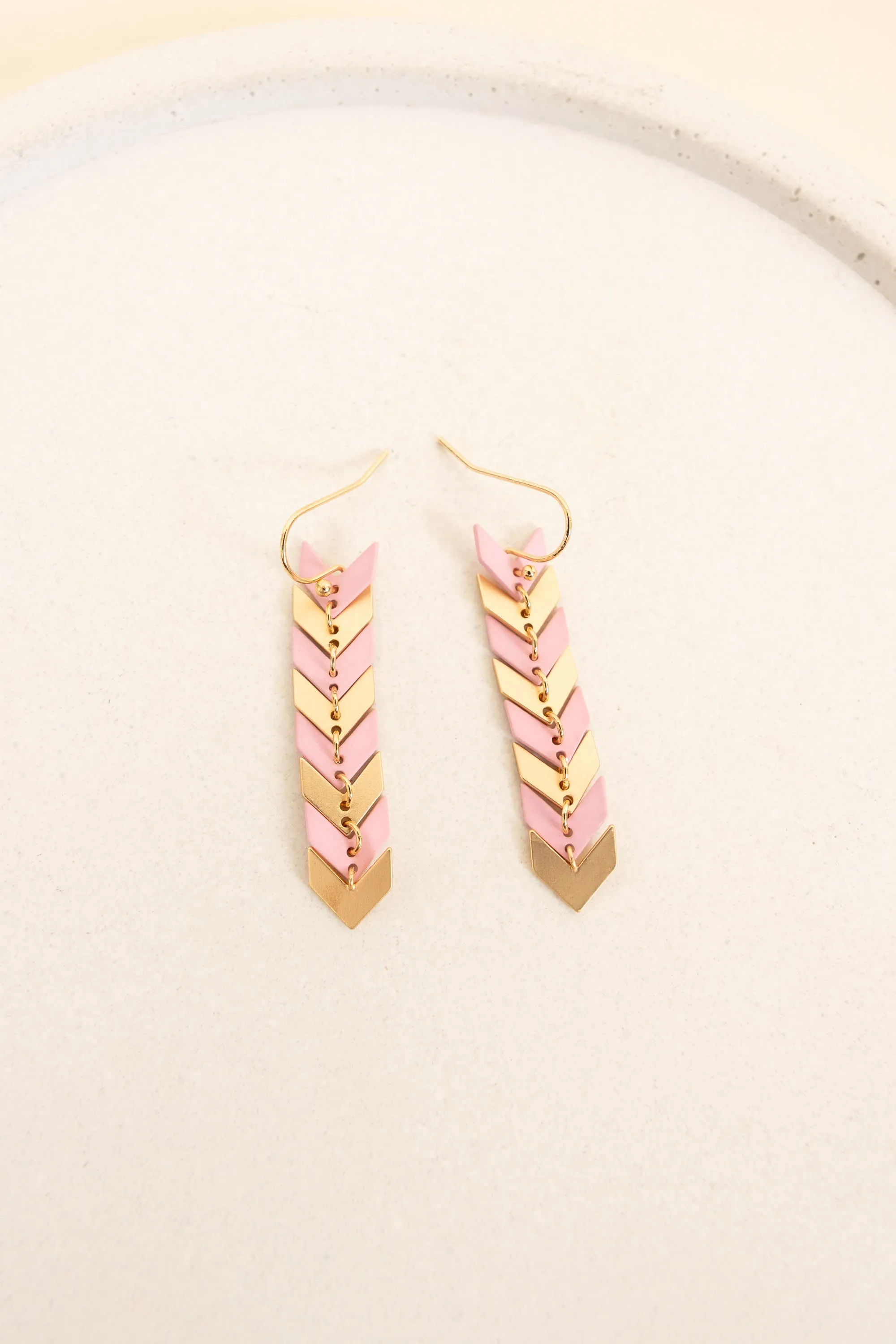 Chevron Earrings, Pink