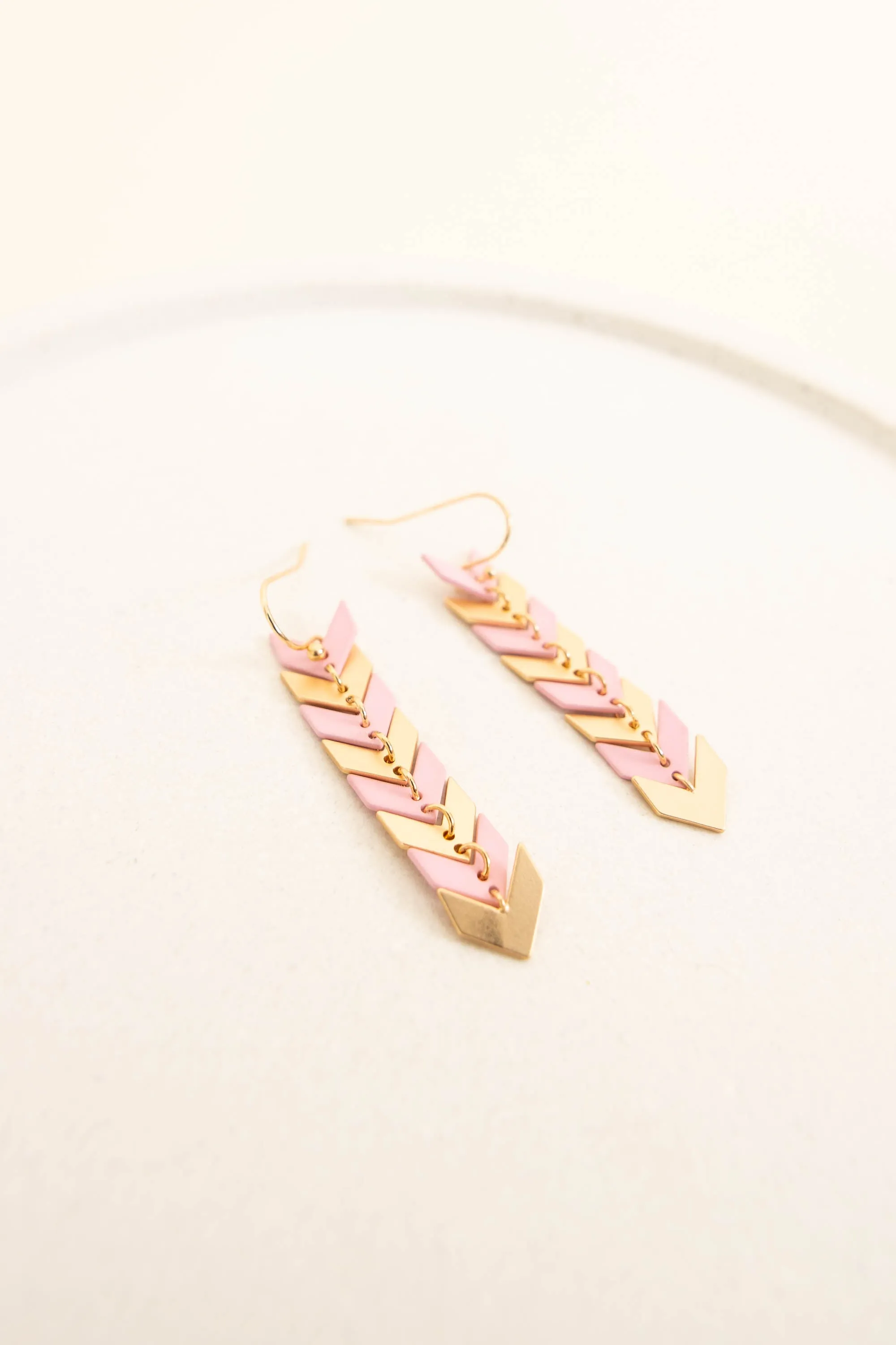 Chevron Earrings, Pink