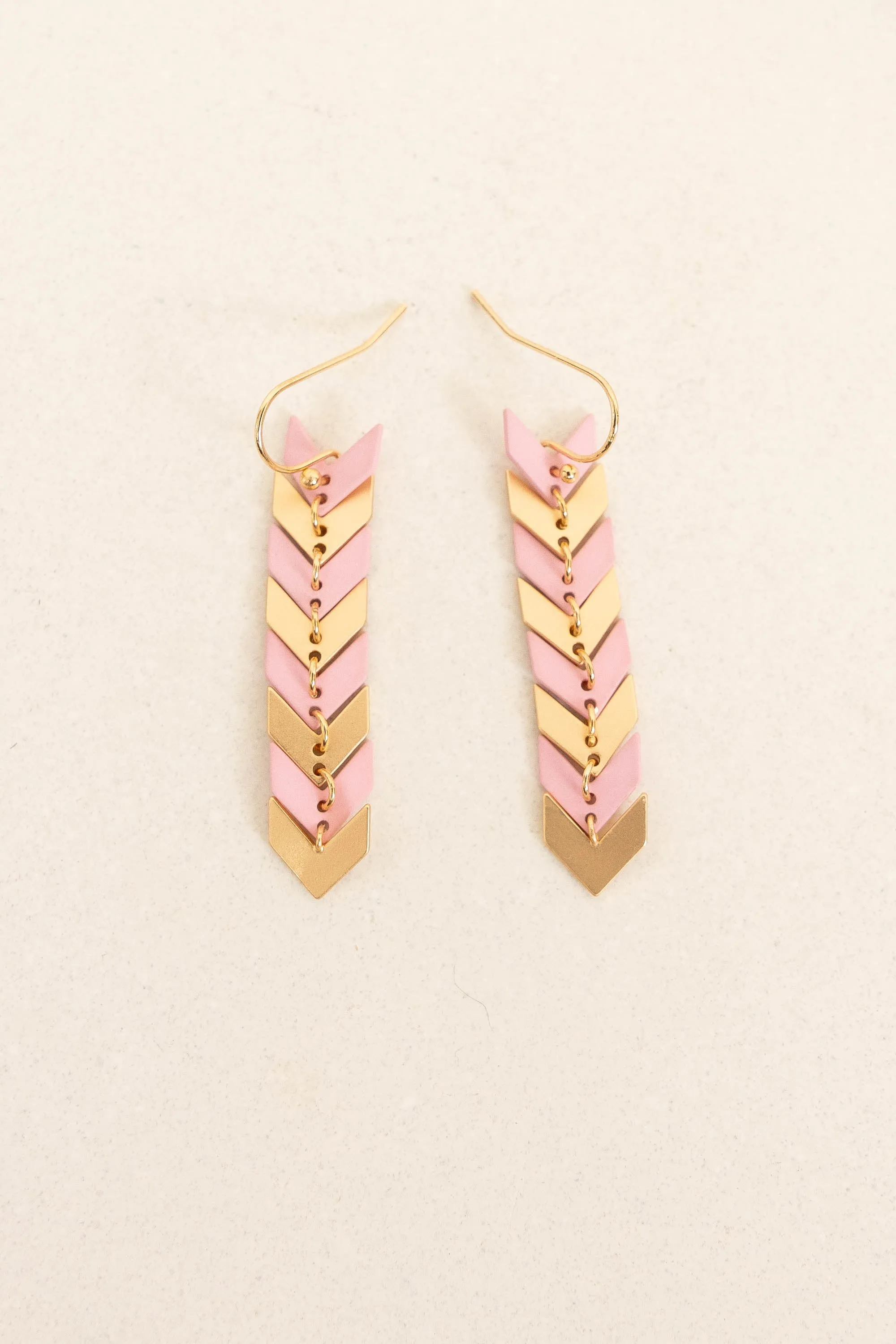 Chevron Earrings, Pink