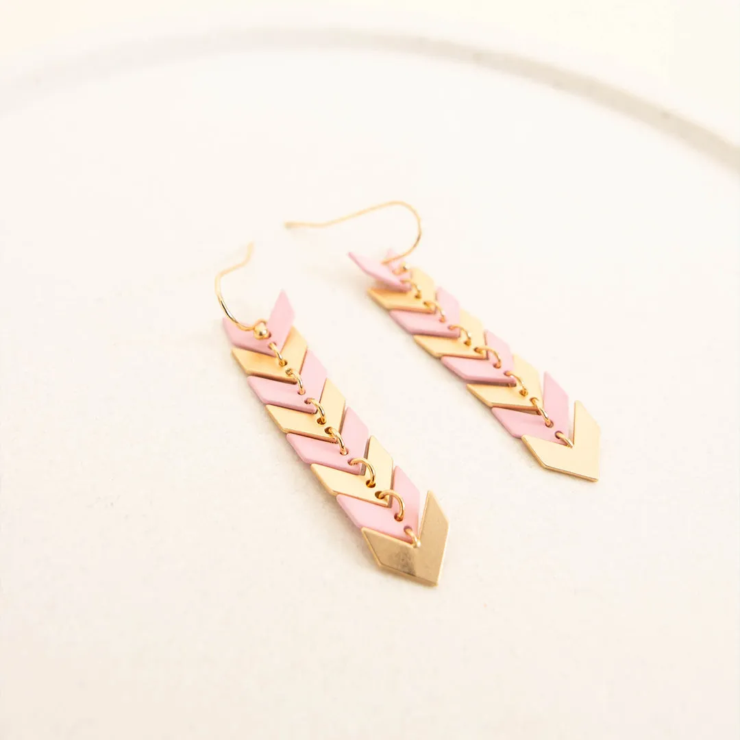 Chevron Earrings, Pink