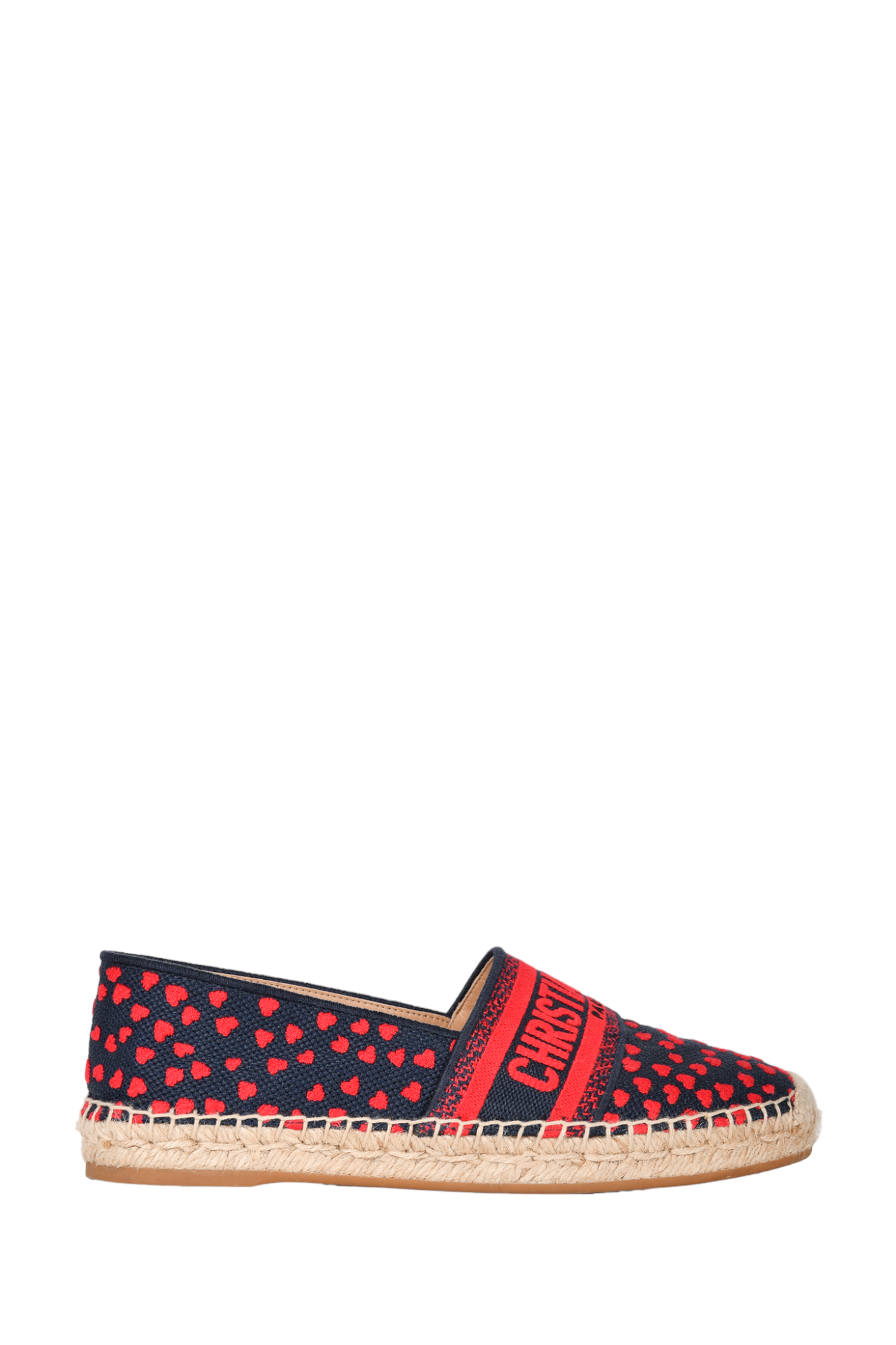 Christian Dior Navy/Red Heart Embroidered Espadrilles Size 37