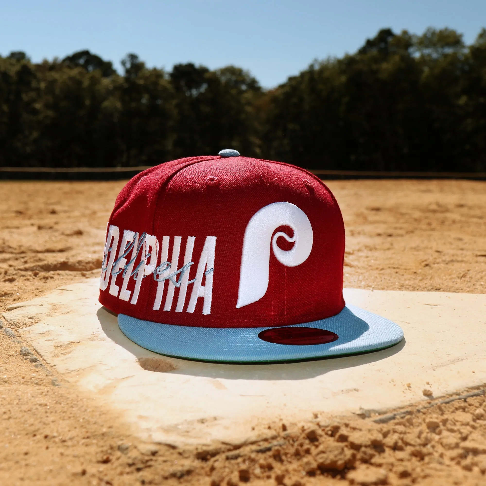 Cooperstown Philadelphia Phillies MLB Side Font Green Bottom 9Fifty Snapback Cap | Maroon Snap Cap