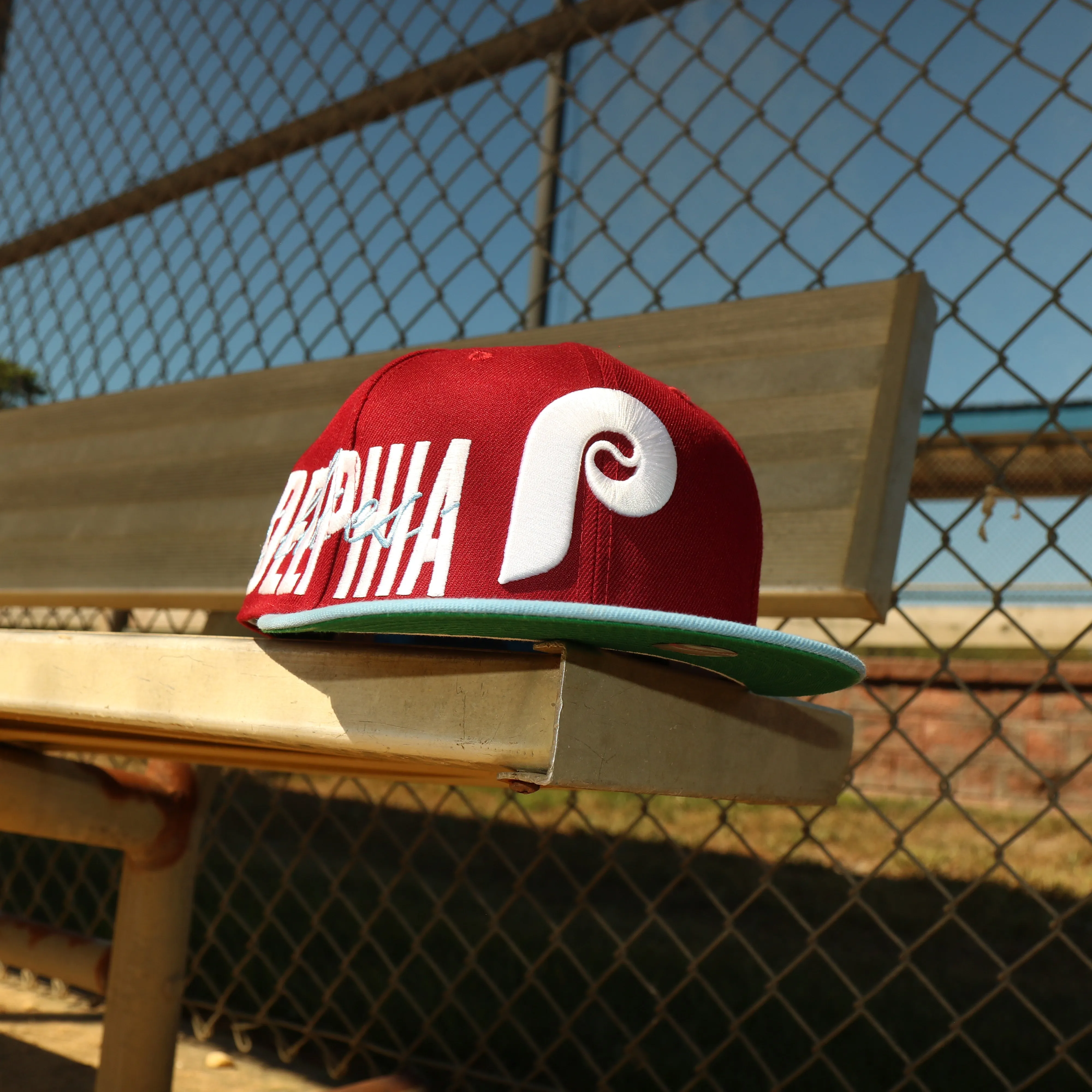 Cooperstown Philadelphia Phillies MLB Side Font Green Bottom 9Fifty Snapback Cap | Maroon Snap Cap