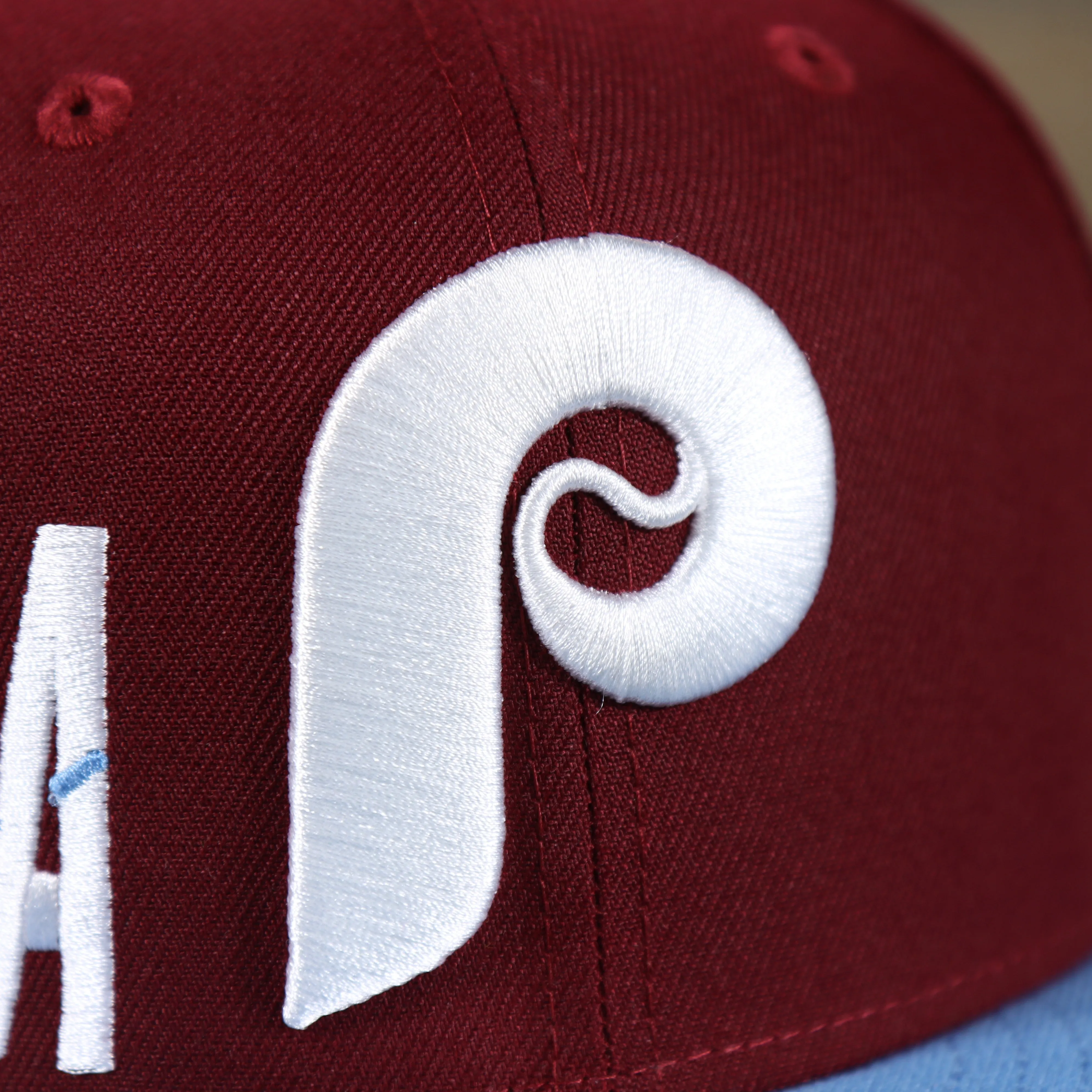 Cooperstown Philadelphia Phillies MLB Side Font Green Bottom 9Fifty Snapback Cap | Maroon Snap Cap