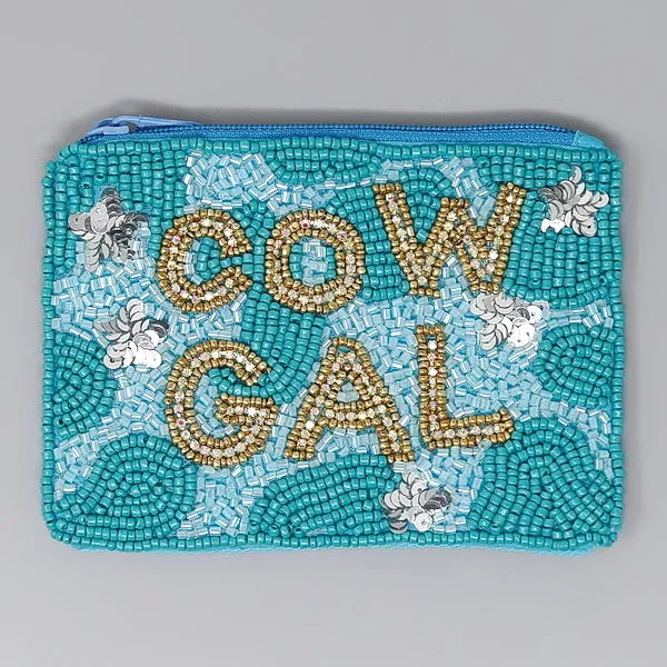 COW GAL Seed Beaded Coin Bag