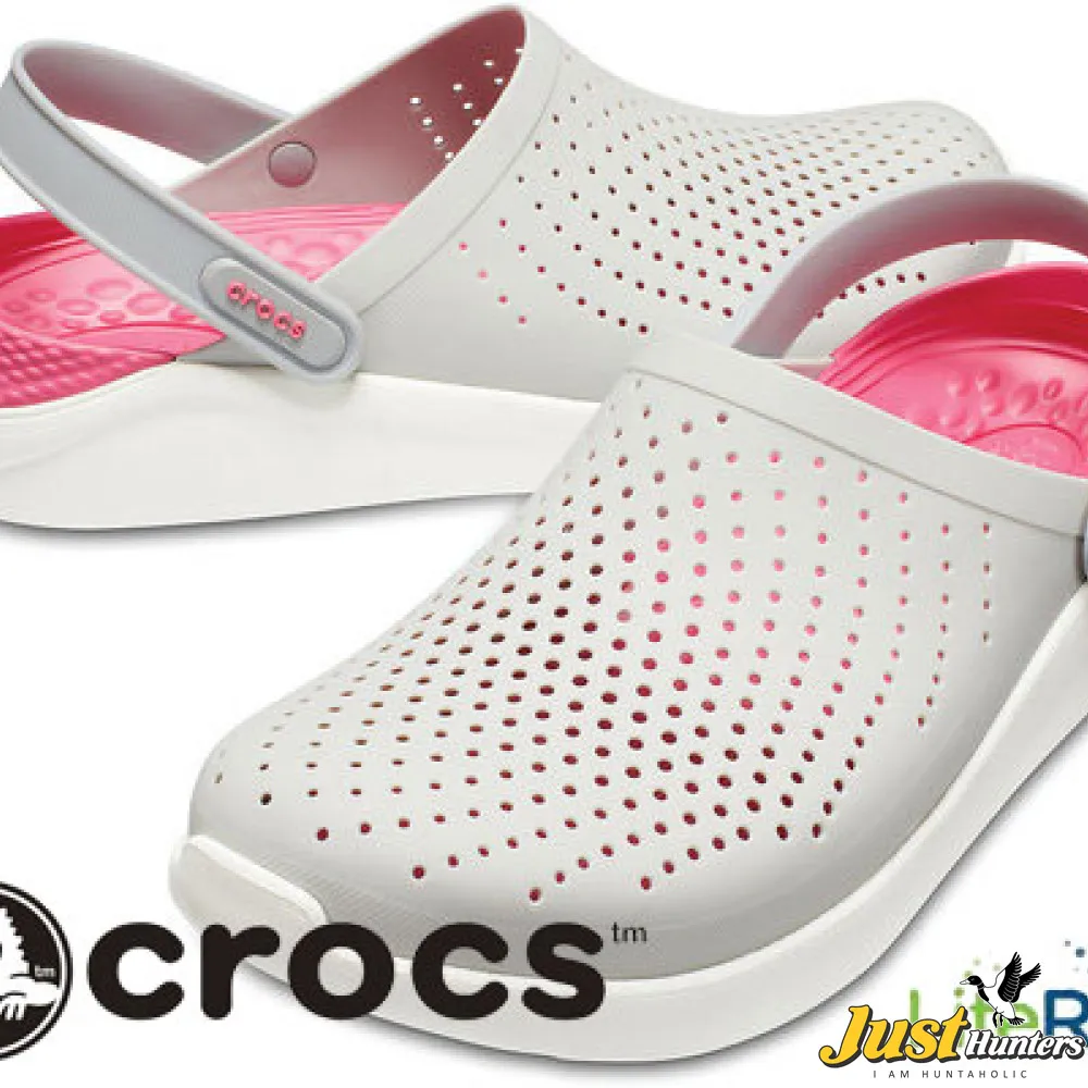 Crocs LiteRide Clogs Pearl White and Rose Red