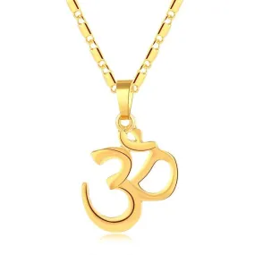 Crystal Gold AUM OM Ohm Amulet Necklace