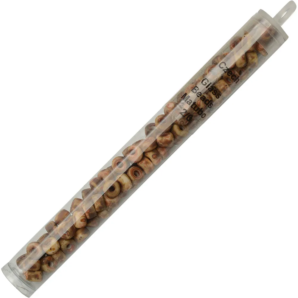 Czech Glass Matubo, 2/0 Seed Bead, Chalk Matte Dark Travertine (20 Gram Tube)