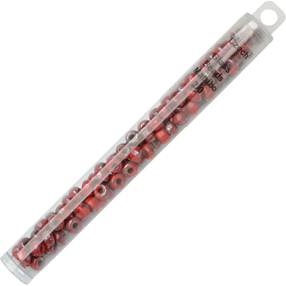 Czech Glass Matubo, 2/0 Seed Bead, Red Rembrandt (20 Gram Tube)