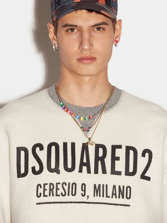 D SQUARED2  |Crew Neck Street Style Long Sleeves Oversized Logo Luxury