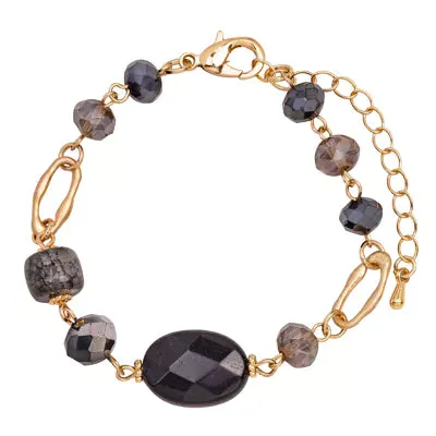 DB1898H - Venus  Stones Clear Crystals Clasp Bracelet - D&X London