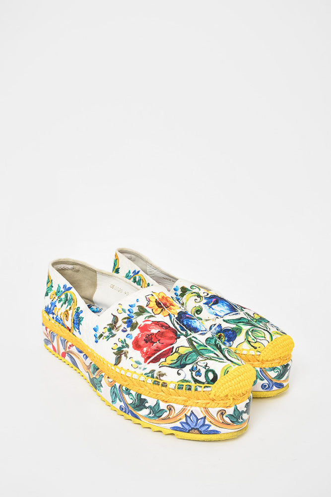 Dolce & Gabbana Multicolour Canvas Floral Printed Espadrilles sz 40