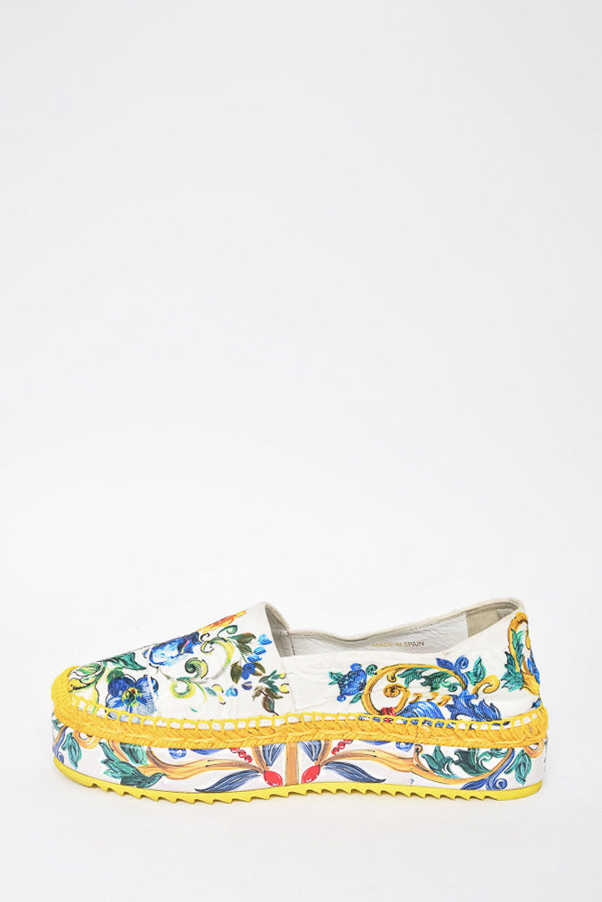 Dolce & Gabbana Multicolour Canvas Floral Printed Espadrilles sz 40