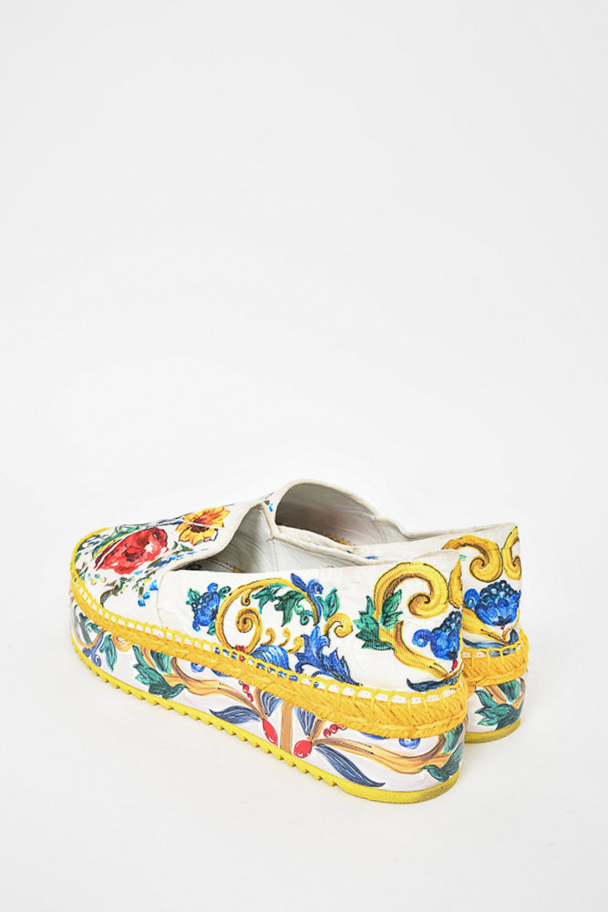 Dolce & Gabbana Multicolour Canvas Floral Printed Espadrilles sz 40