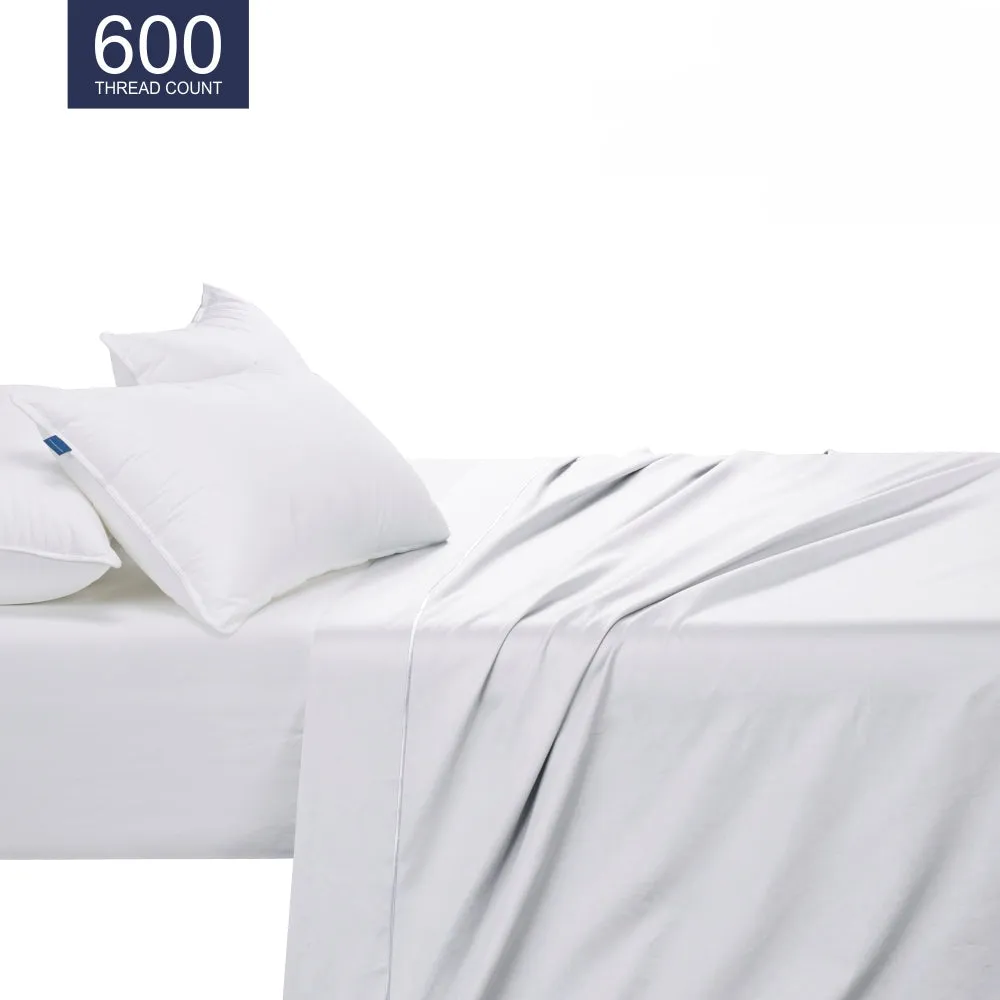 Egyptian Cotton Co 600 Thread Flat Sheet White