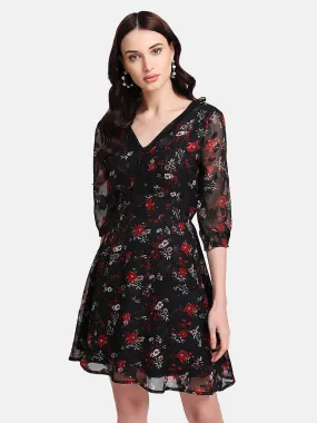 Floral Print Jacquard Mini Dress