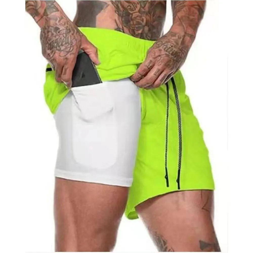 Get Fit in Style with 2 in 1 Gym Sports Shorts Perfect for Quick Dry Workouts and Jogging