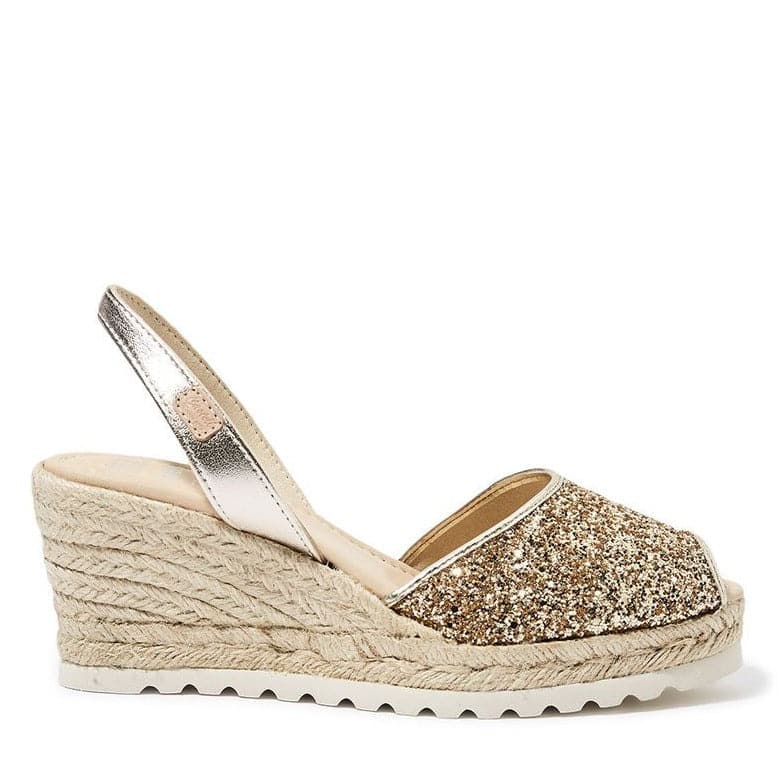 Glitter Leather Menorcan Espadrille For Women - Frida Montada 2006R Glitter