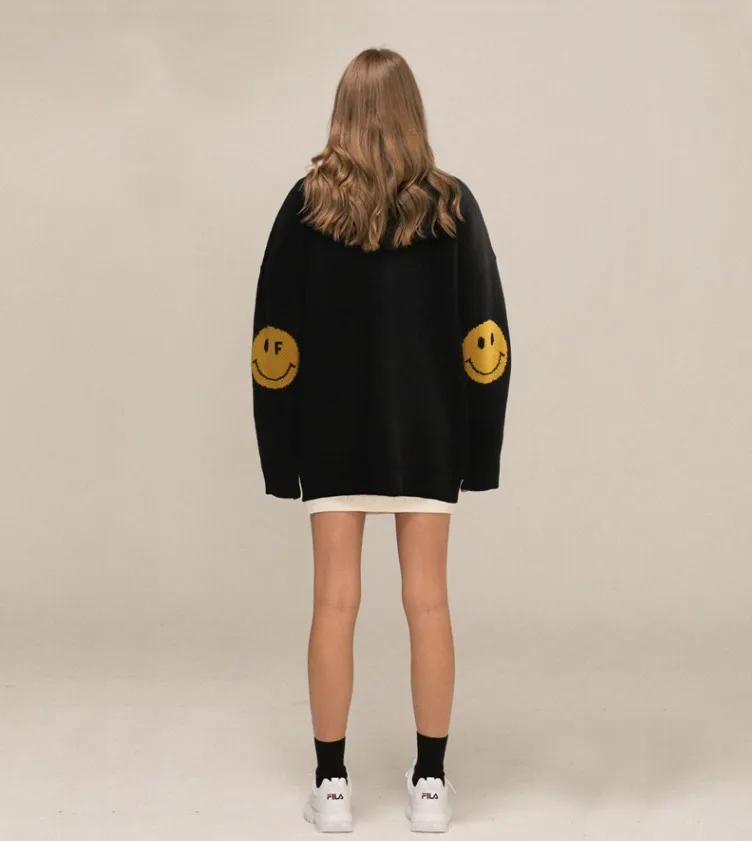 GRAVER  |Unisex Street Style Oversized Logo Cardigans