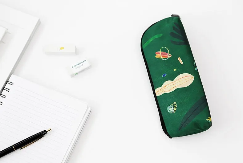 Green Island Graphic Pencil Cases Stationery Zipper School 19cm Office Cosmetics Pouches Artists Designer Prints Gifts Bags Purs