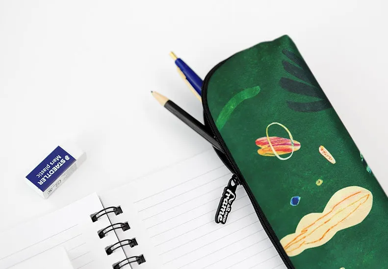 Green Island Graphic Pencil Cases Stationery Zipper School 19cm Office Cosmetics Pouches Artists Designer Prints Gifts Bags Purs