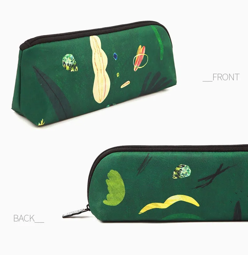 Green Island Graphic Pencil Cases Stationery Zipper School 19cm Office Cosmetics Pouches Artists Designer Prints Gifts Bags Purs